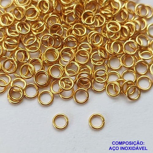 ACESSÓRIO EM AÇO INOXIDÁVEL - ARGOLINHA DOURADA - TAMANHO 4MM - COMPOSIÇÃO 100% AÇO INOXIDÁVEL - AÇO1142
