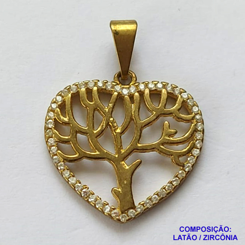 PINGENTE NO BRUTO PRONTO PARA O BANHO - PINGENTE ÁRVORE DA VIDA CRAVEJADO COM MICRO ZIRCONIAS - COMPOSIÇÃO: LATÃO / ZIRCÔNIA - TAMANHO 20MM - PESO TOTAL 1,9GR - BRU13110