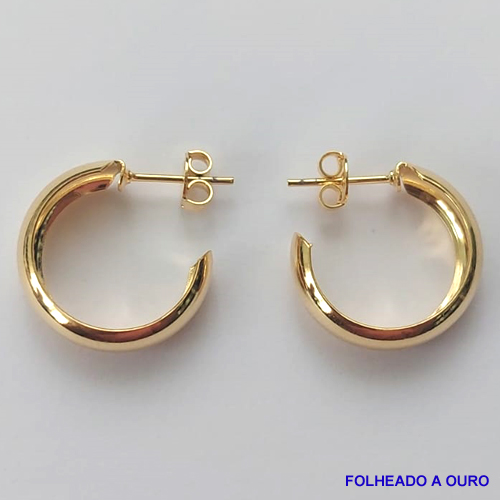 BRINCO FOLHEADO A OURO - BANHADO COM 5 MILÉSIMOS + VERNIZ DIAMOND - (ARJ769) BRINCO DE ARGOLA 5X19MM - OURO056