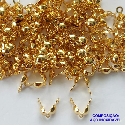 ACESSÓRIO EM AÇO INOXIDÁVEL(CX42) - " TERMINAL TIP " DOURADO - TAMANHO: 4X8MM (VENDIDO POR UNIDADE) - AÇO1155