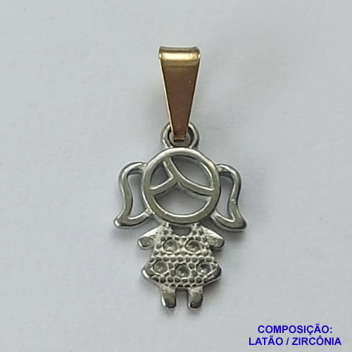 PINGENTE NO BRUTO PRONTO PARA O BANHO(CX41) - (MAD) PINGENTE MENINA COM MICROS ZIRCÔNIAS 16MM - PESO 0,6GR - BRU13123