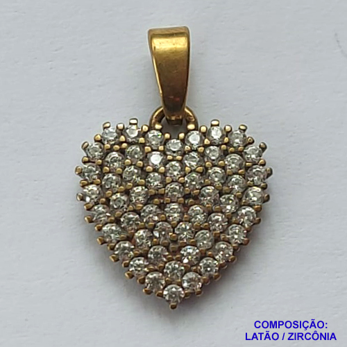 BRINCO NO BRUTO PRONTO PARA O BANHO (CX42) - BRINCO CORAÇÃO CRAVEJADO COM MICROS ZIRCÔNIAS 13MM - PESO 1GR - BRU13129