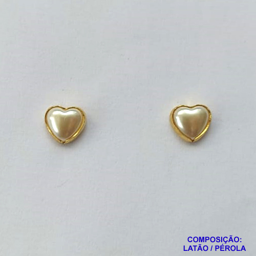 BRINCO NO BRUTO PRONTO PARA O BANHO (CX41) - BRINCO DE PINO PÉROLA CORAÇÃO 6MM (AVA)- PESO 0,5GR - BRU13131