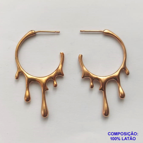 BRINCO NO BRUTO PRONTO PARA O BANHO (CX43) - BRINCO DE PINO ARGOLA GOTA ESCORRIDA - TAMANHO: 25X43MM - ESPESSURA: 3MM - COMPOSIÇÃO: 100% LATÃO - PESO TOTAL 7GR - BRU13168