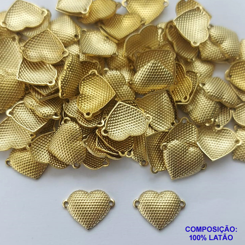 ACESSÓRIO NO BRUTO PRONTO PARA O BANHO(CX69) - (4763) PINGENTE CORAÇÃO COM DUAS ARGOLINHAS 13MM - PESO TOTAL 0,5GR - BRU0002543