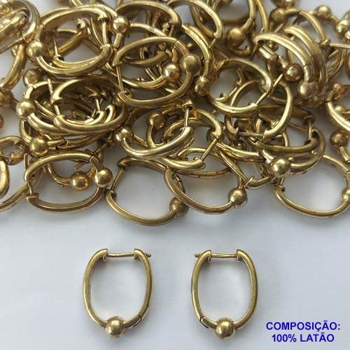BRINCO NO BRUTO PRONTO PARA O BANHO(CX57) - BRINCO ARGOLA COM DETALHE BOLINHA - TAMANHO: 16X21MM - ESPESSURA: 2,5MM - PESO 2,5GR - BRU13182