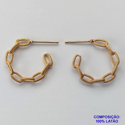BRINCO NO BRUTO PRONTO PARA O BANHO(CX45) - BRINCO DE PINO ARGOLA ESTILO CORRENTE - TAMANHO: 20MM - ESPESSURA: 3MM - PESO 1,7GR - BRU13188