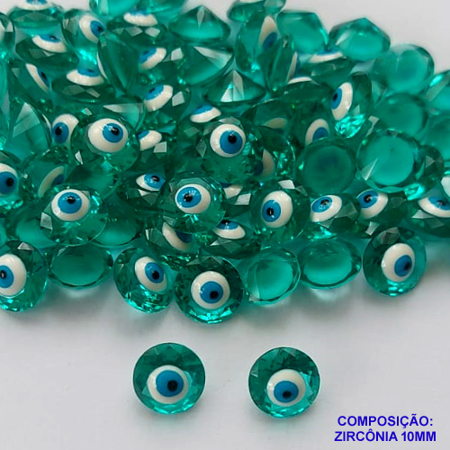 ACESSÓRIO NO BRUTO PRONTO PARA O BANHO(CX44) - ZIRCÔNIA COM OLHO GREGO - TAMANHO 10X10MM - (VENDA POR UNIDADE) - BRU0002546