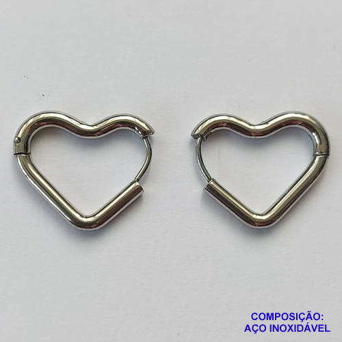 BRINCO EM AÇO INOXIDÁVEL(CX45) - BRINCO ARGOLA CORAÇÃO 20MM - COMPOSIÇÃO: AÇO INOXIDÁVEL - AÇO1158