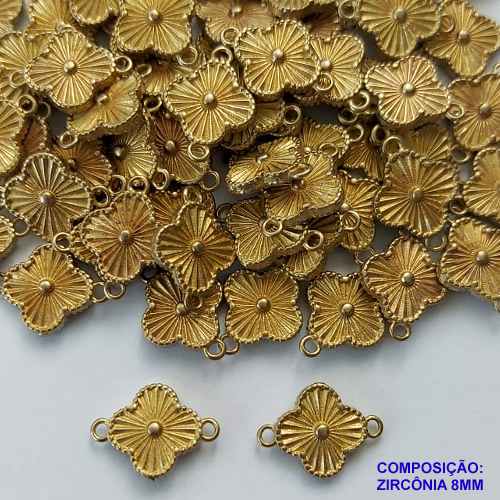 ACESSÓRIO NO BRUTO PRONTO PARA O BANHO(CX91) - PINGENTE TIPO VAN CLEEF 12MM COM DUAS ARGOLINHAS - PESO: 0,5GR - COMPOSIÇÃO: 100% LATÃO - BRU0002556