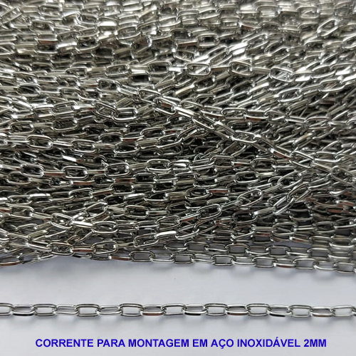 CORRENTE EM AÇO INOXIDÁVEL PRONTO PARA MONTAGEM (AÇO13) - CORRENTE VENDIDA POR METRO - LARGURA 2MM - ACO1170