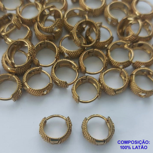 BRINCO NO BRUTO PRONTO PARA O BANHO(CX49) - BRINCO ARGOLA COM CORAÇÕES VAZADO 6X13MM - PESO TOTAL 2,6GR - BRU13319