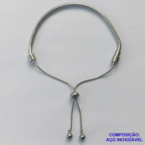 PULSEIRA EM AÇO INOXIDÁVEL - (CX49) PULSEIRA TIPO GRAVATINHA AJUSTÁVEL E COM FECHO DE ROSCA - COMPOSIÇÃO: AÇO INOXIDÁVEL - AÇO1180