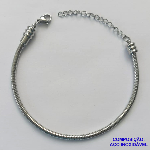 PULSEIRA EM AÇO INOXIDÁVEL(CX49) - PULSEIRA TAMANHO 16CM + EXTENSOR - FECHO LAGOSTA - COMPOSIÇÃO: AÇO INOXIDÁVEL - AÇO1181