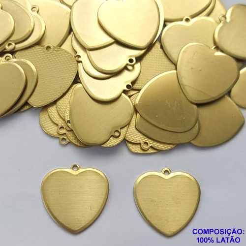 ACESSÓRIO NO BRUTO PRONTO PARA O BANHO (CX57)- (5432) PLAQUINHA CORAÇÃO PARA GRAVAÇÃO 19MM - PESO: 1,4GR - COMPOSIÇÃO: 100% LATÃO - BRU0002570