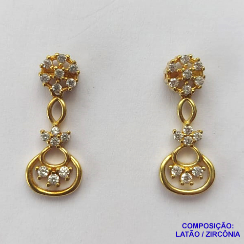 BRINCO NO BRUTO PRONTO PARA O BANHO - (CX50) (BX001940W) BRINCO DE PINO CRAVEJADO EM ZIRCÔNIAS 22MM - COMPOSIÇÃO: LATÃO / ZIRCÔNIA - PESO TOTAL 2,1GR -  BRU13326