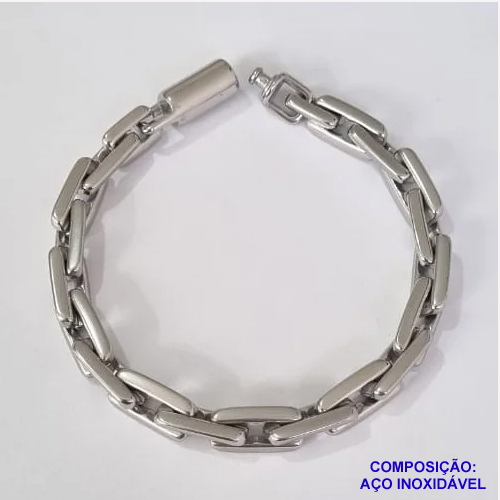 PULSEIRA EM AÇO INOXIDÁVEL 20CM LARGURA 8MM COM FECHO CANHÃO (ACPS000335) ACO1201