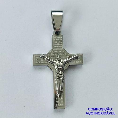 PINGENTE EM AÇO INOXIDÁVEL(CX50) - PINGENTE EM AÇO INOXIDÁVEL CRUCIFIXO ALTO RELEVO 19X31MM - ACO1206