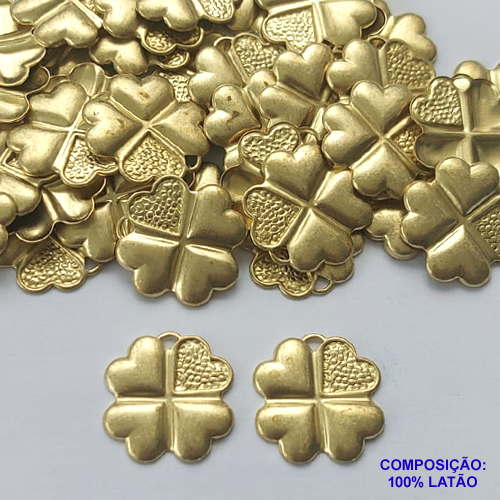 ACESSÓRIO NO BRUTO PRONTO PARA O BANHO(CX50) - (V1260) TREVO 20MM - PESO: 1,1GR - COMPOSIÇÃO: 100% LATÃO - BRU0002580