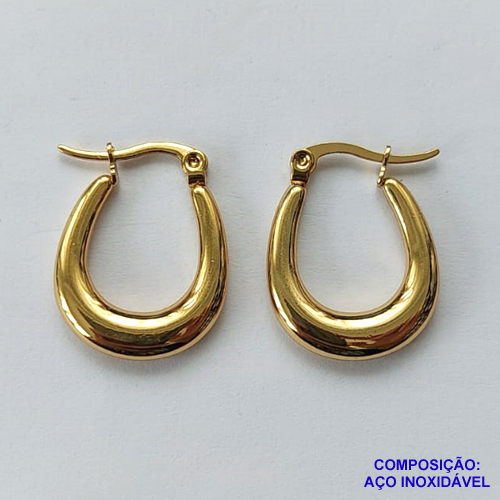 BRINCO EM AÇO INOXIDÁVEL(CX53) - BRINCO ARGOLA EM AÇO INOXIDÁVEL DOURADO 18X23MM - GARANTIA 06 MESES - AÇO1211