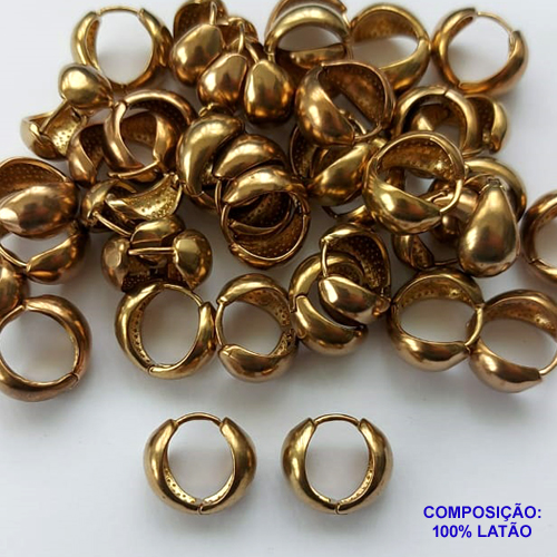 BRINCO NO BRUTO PRONTO PARA O BANHO - BRINCO DE ARGOLA - TAMANHOS: 8X15MM - PESO TOTAL 3GR - BRU13348