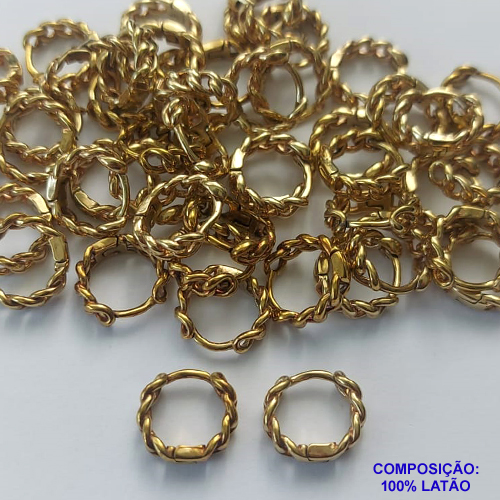 BRINCO NO BRUTO PRONTO PARA O BANHO(CX55) - (BX000218 TAM 11) BRINCO DE ARGOLA ESTILO CORRENTE 12MM - COMPOSIÇÃO: 100% LATÃO - PESO TOTAL 1,6GR - BRU13352