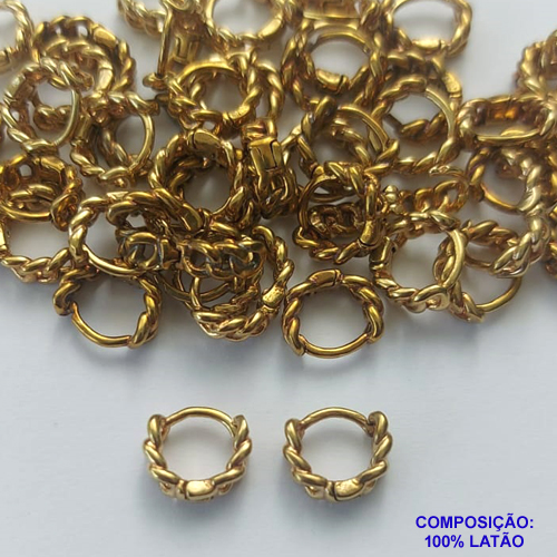 BRINCO NO BRUTO PRONTO PARA O BANHO(CX55) - (BX000218 TAM 09) BRINCO DE ARGOLA ESTILO CORRENTE 9MM - COMPOSIÇÃO: 100% LATÃO - PESO TOTAL 1,6GR - BRU13354