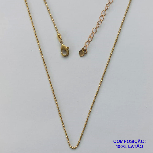 SHOCKER NO BRUTO PRONTO PARA O BANHO - SHOCKER COM CORRENTE BOLINHAS 1,2MM - TAMANHO: 35CM + EXTENSOR - COMPOSIÇÃO: 100% LATÃO - FECHO LAGOSTA - PESO TOTAL 1,3GR - BRU13373