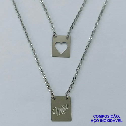 ESCAPULÁRIO EM AÇO INOXIDÁVEL(CX58) - ESCAPULÁRIO MÃE COM CORAÇÃO VAZADO - TAMANHO: 60CM - COMPOSIÇÃO: AÇO INOXIDÁVEL - AÇO1274