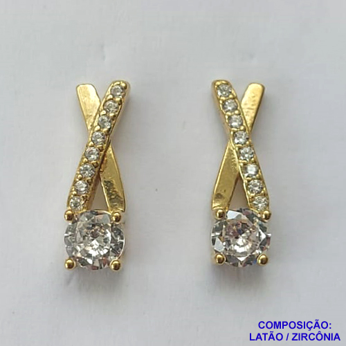 BRINCO NO BRUTO PRONTO PARA O BANHO(CX58) - (BX001189 W) BRINCO CRAVEJADO EM ZIRCÔNIAS 5X16MM - PESO TOTAL 1,8GR - BRU13393