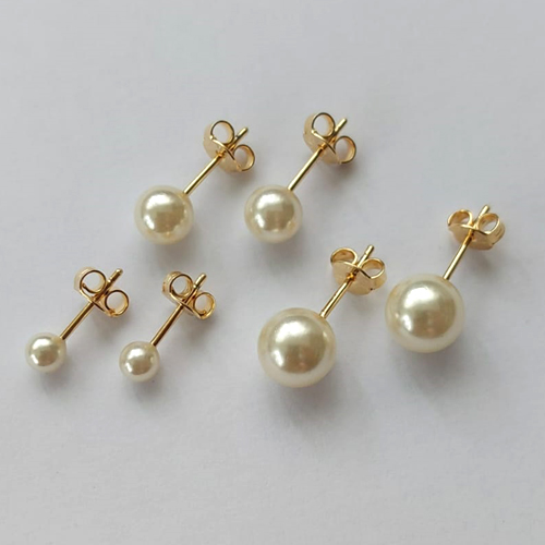 BRINCO FOLHEADO A OURO - BANHADO COM 5 MILÉSIMOS + VERNIZ DIAMOND - (BRT002D) BRINCO TRIO DE PINO PÉROLAS 4/6/7MM OURO120