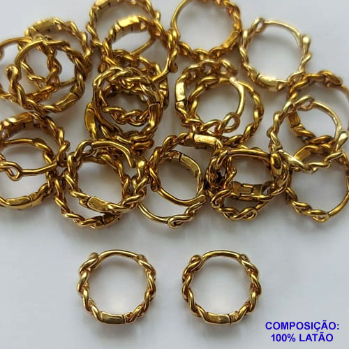 BRINCO NO BRUTO PRONTO PARA O BANHO(CX80) - (BX000460 TAM10) BRINCO ARGOLA ESTILO CORRENTE  11MM - COMPOSIÇÃO: 100% LATÃO -PESO TOTAL 1,2GR - BRU13412