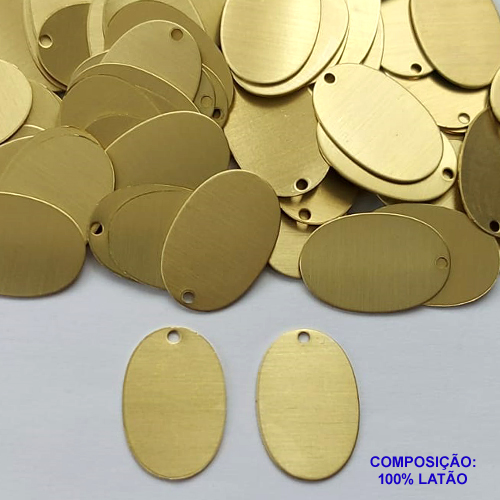 ACESSÓRIO NO BRUTO PRONTO PARA O BANHO(CX114) - (2038) CHAPINHA OVAL PARA GRAVAÇÃO 12X18MM - COMPOSIÇÃO: 100% LATÃO - PESO TOTAL 0,9GR - BRU0002668