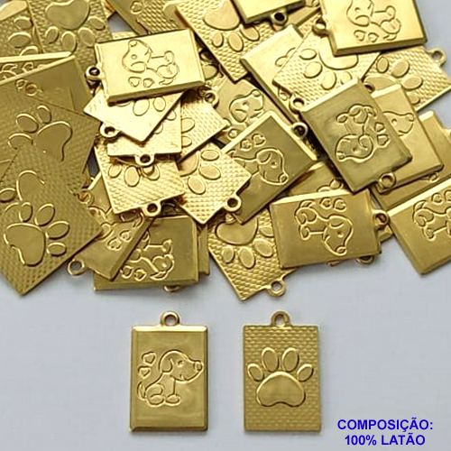 ACESSÓRIO NO BRUTO PRONTO PARA O BANHO(CX81) - (4693) PINGENTE PLAQUINHA RETANGULAR CACHORRO PATINHA 10X14MM - COMPOSIÇÃO: 100% LATÃO - PESO TOTAL 0,6GR - BRU0002675