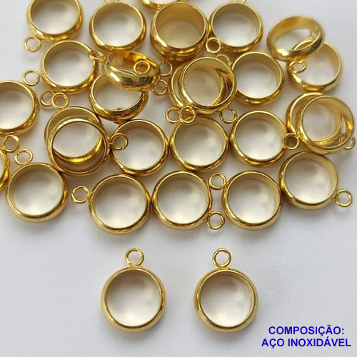 ACESSÓRIO EM AÇO INOXIDÁVEL(CX73) - CONECTOR EM AÇO DOURADO PARA PULSEIRAS - TAMANHO: 3X8X10MM - AÇO1297