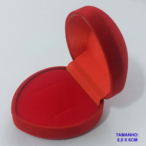ESTOJO PARA JOIAS EM VELUDO VERMELHO CORAÇÃO 5,5x6CM BRU0002689