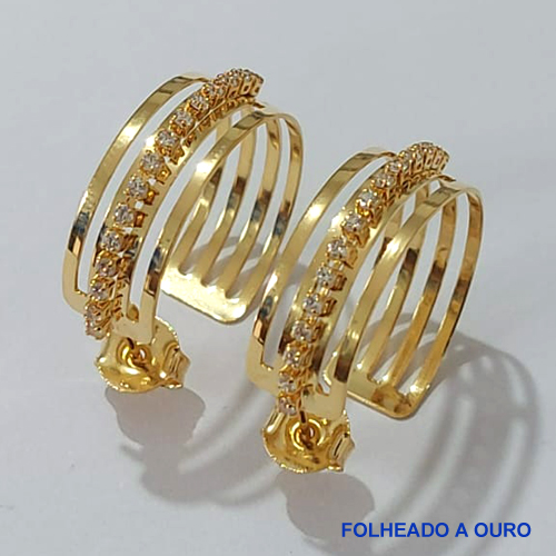 BRINCO FOLHEADO A OURO - BANHADO COM 5 MILÉSIMOS + VERNIZ DIAMOND - (ARJ1101) BRINCO ARGOLA COM MICRO ZIRCÔNIAS 23MM OURO201