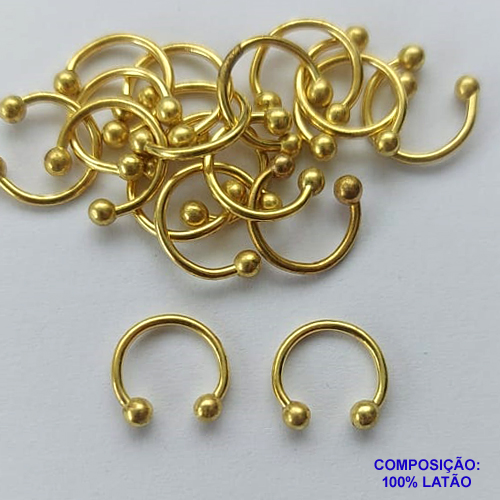 PIERCING NO BRUTO PRONTO PARA O BANHO(CX80) - (3.2821B2) PIERCING FAKE 9MM- COMPOSIÇÃO: 100% LATÃO - PESO TOTAL 0,3GR - (VENDIDO POR UNIDADE) - BRU13441