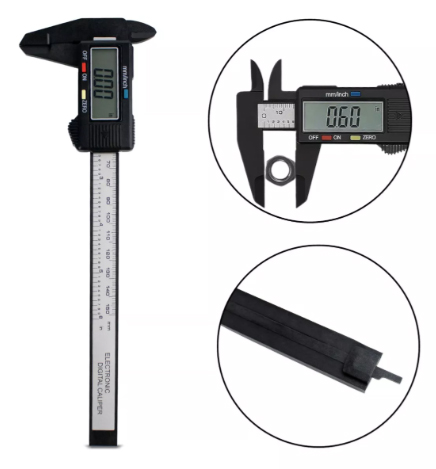PAQUÍMETRO DIGITAL FIBRA DE CARBONO COM ESTOJO E 2 BATERIAS - BRU0002700