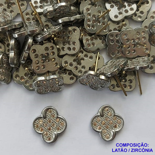 BRINCO NO BRUTO PRONTO PARA O BANHO(CX80)- (MAD) BRINCO DE PINO TIPO VAN CLEEF COM ZIRCÔNIAS AMARELA 12MM - COMPOSIÇÃO: LATÃO / ZIRCÔNIA - PESO TOTAL 2,3GR - BRU13482