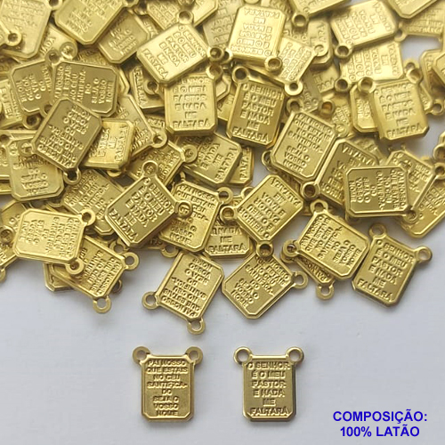 ACESSÓRIO NO BRUTO PRONTO PARA O BANHO(CX124) - (2538) ESCAPULÁRIO SENHOR É MEU PASTOR / PAI NOSSO 8MM - COMPOSIÇÃO: 100% LATÃO - PESO TOTAL 0,3GR - BRU0002728