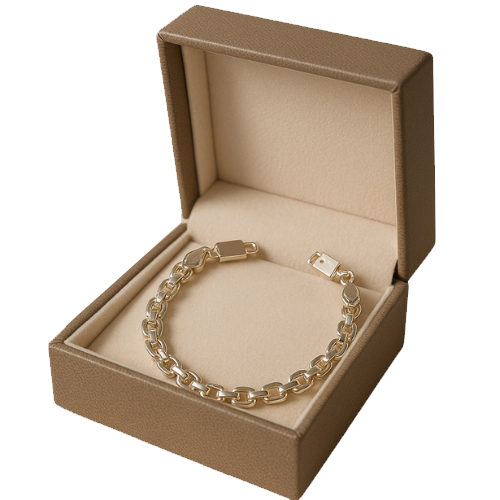 PULSEIRA FOLHEADA A PRATA (COM VERNIZ CATAFORÉTICO) (Cx73)- PULSEIRA 7MM TAMANHO: 18CM COM FECHO GAVETA - PRA014