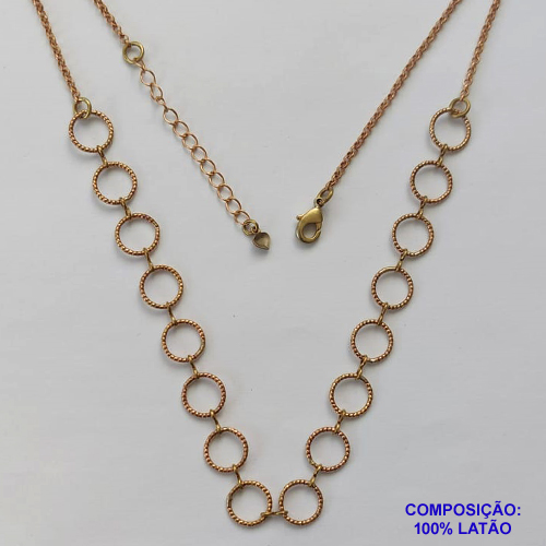SHOCKER NO BRUTO PRONTO PARA BANHO - SHOCKER COM CORRENTE ELO PORTUGUÊS E CORRENTE COM ELEMENTOS VAZADOS (P40 / COL598) - TAMANHO 40CM + EXTENSOR - PESO: 4,8GR - FECHO LAGOSTA - BRU13495