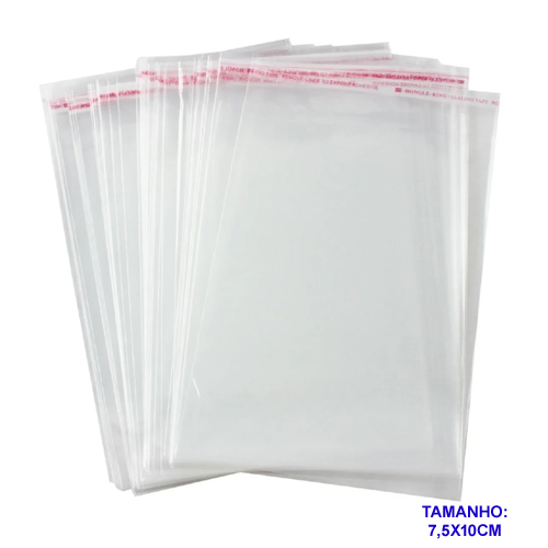 SAQUINHO PLÁSTICO COM ABA ADESIVADA 7,5X10CM - EMBALAGEM COM 100 UNIDADES - BRU0002753