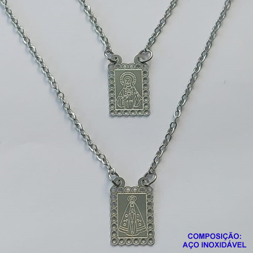 ESCAPULÁRIO EM AÇO INOXIDÁVEL(CX75) - ESCAPULÁRIO NOSSA SRA APARECIDA - TAMANHO: 60CM - COMPOSIÇÃO: AÇO INOXIDÁVEL - AÇO1337