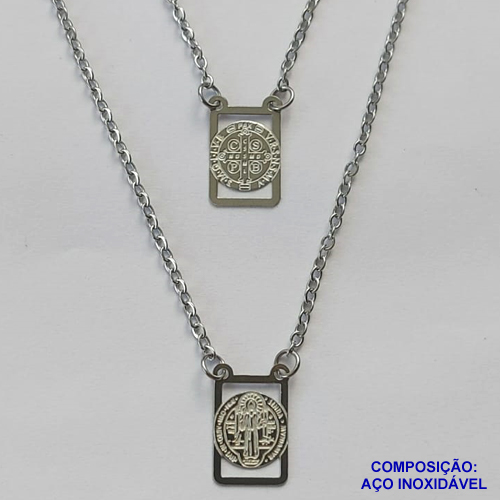 ESCAPULÁRIO EM AÇO INOXIDÁVEL(CX75) - ESCAPULÁRIO SÃO BENTO - TAMANHO: 60CM - COMPOSIÇÃO: AÇO INOXIDÁVEL - AÇO1341