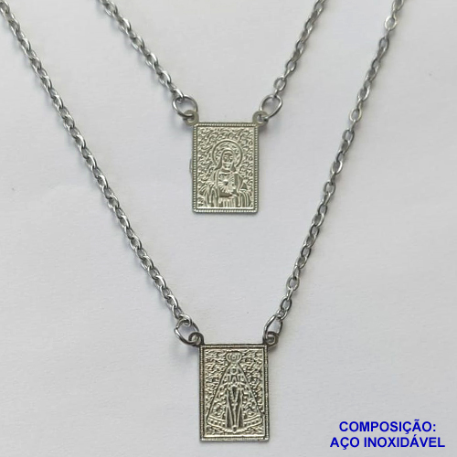 ESCAPULÁRIO EM AÇO INOXIDÁVEL(CX75) - ESCAPULÁRIO NOSSA SRA APARECIDA - TAMANHO: 60CM - COMPOSIÇÃO: AÇO INOXIDÁVEL - AÇO1343