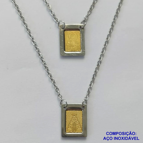 ESCAPULÁRIO EM AÇO INOXIDÁVEL(CX75) - ESCAPULÁRIO NOSSA SRA APARECIDA DOURADO - TAMANHO: 60CM - COMPOSIÇÃO: AÇO INOXIDÁVEL - AÇO1344