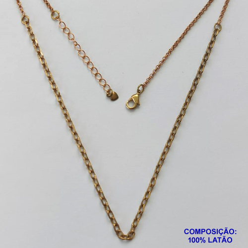 SHOCKER NO BRUTO PRONTO PARA BANHO - SHOCKER COM CORRENTE ELO PORTUGUÊS E CORRENTE CADEADO 2MM - TAMANHO 40CM + EXTENSOR - PESO: 3,6GR - FECHO LAGOSTA - BRU13505