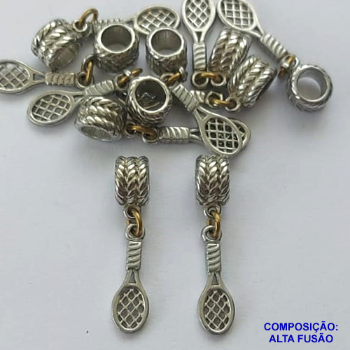 ACESSÓRIO NO BRUTO PRONTO PARA O BANHO( CX80) - (BLQ-100A) RAQUETE 5X16MM - BERLOQUE PARA PULSEIRA SIMILAR A PANDORA - COMPOSIÇÃO: ALTA FUSÃO - PESO 0,7GR - BRU0002758
